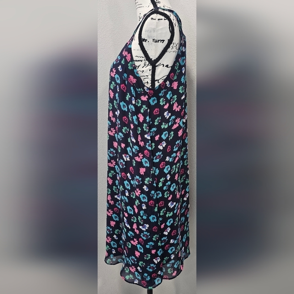 Betsey Johnson Navy Blue Pink Green Floral Halter Sleeveless Shift Dress Size 10 - Picture 3 of 14